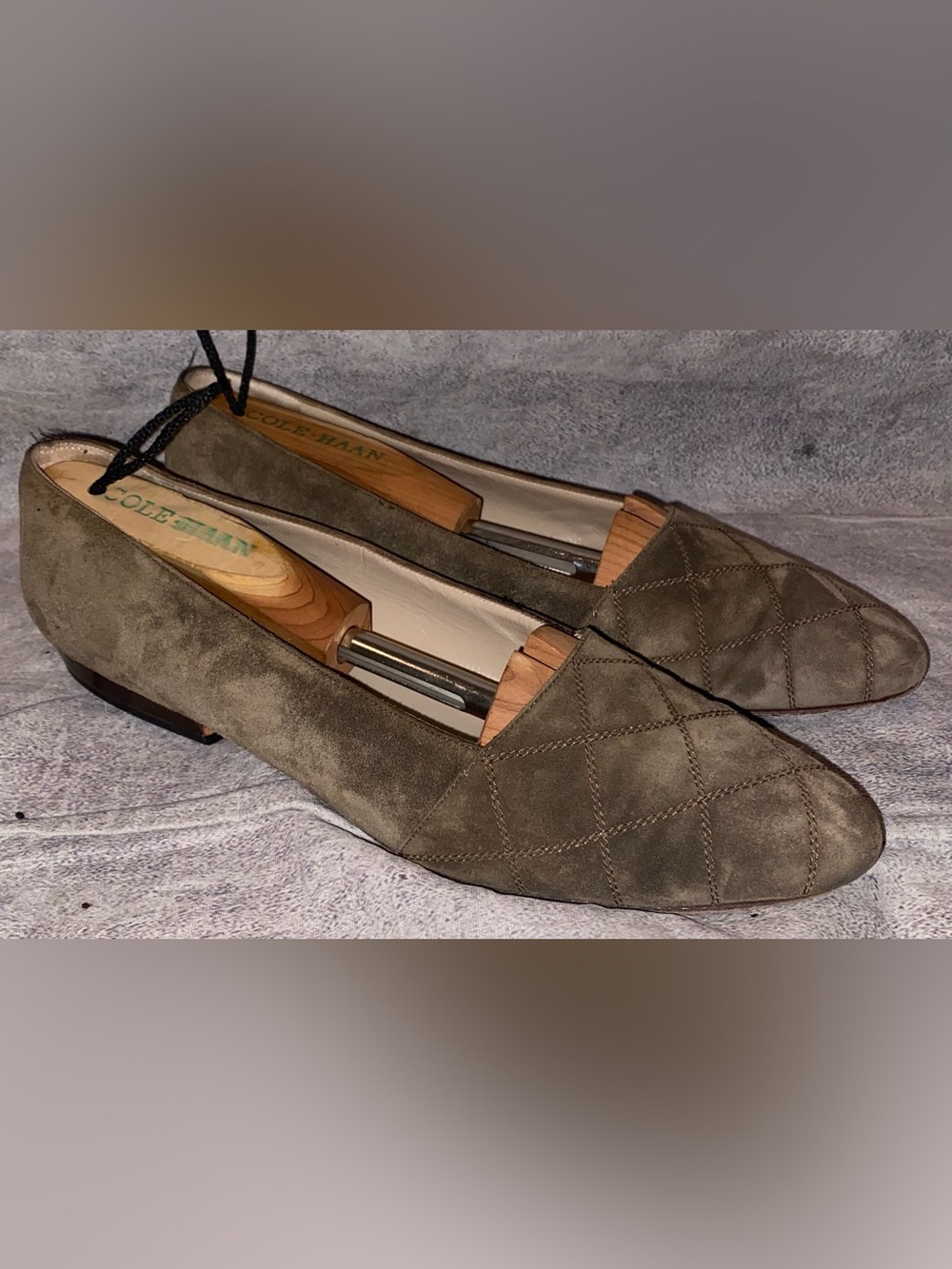 WORN 5x Ferragamo Quilted Leather Suede Slip On Loafers Ballet Flats Shoes 9.5